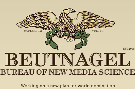 The logo for the Beutnagel Bureau is an eagle holding a green wreath. The bureau was established in 2009.